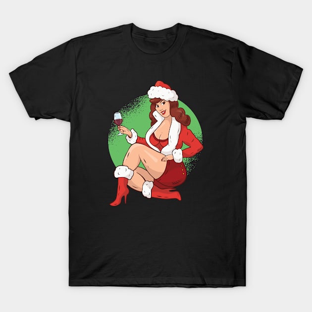 Pin Up Girl Christmas T-Shirt by BamBam